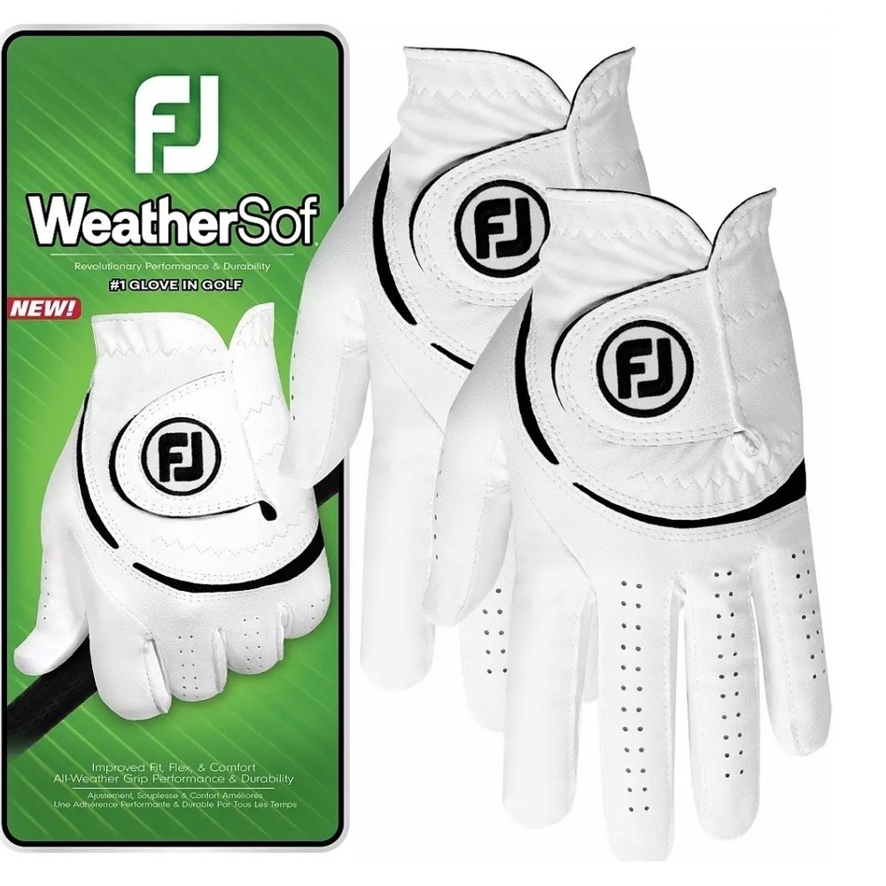 2023 Men's WeatherSof Golf Glove, Medium/Large, Left Handed, White 2 pack New